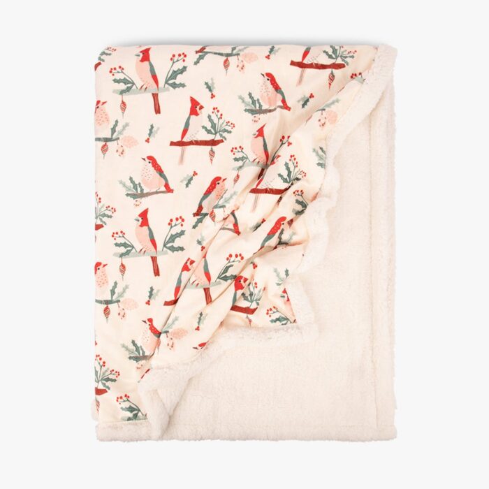 Plaid avec Sherpa Winter Birds COZY – Image 1