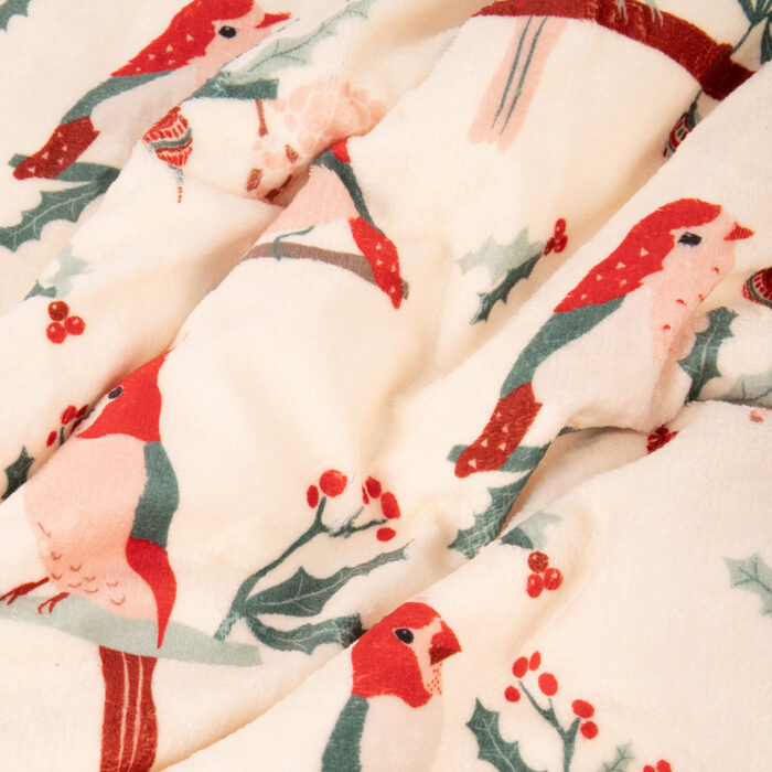 Plaid avec Sherpa Winter Birds COZY – Image 2