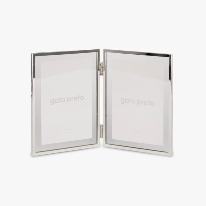 Cadre Double Vertical Argenté 10x15 SHINY  BRUSHED – Image 1