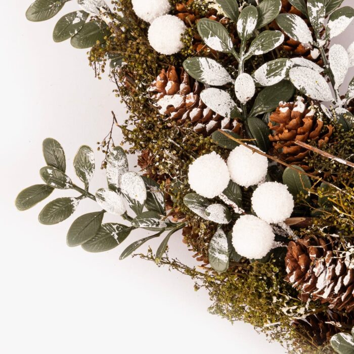 Couronne avec branches et baies blanches 35 cm COZY – Image 2