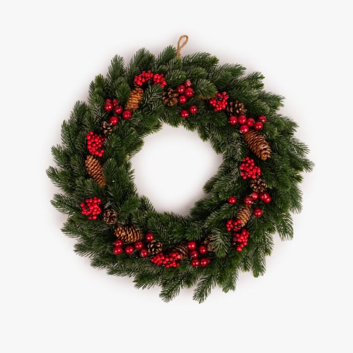 Couronne avec branches et baies rouges 55 cm COZY – Image 1