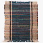 Tapete de Algodão com Franjas Bege, Azul e Multicolor ROBE