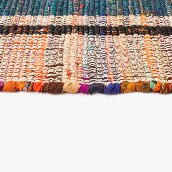 Tapete de Algodão com Franjas Bege, Azul e Multicolor ROBE - Image 3
