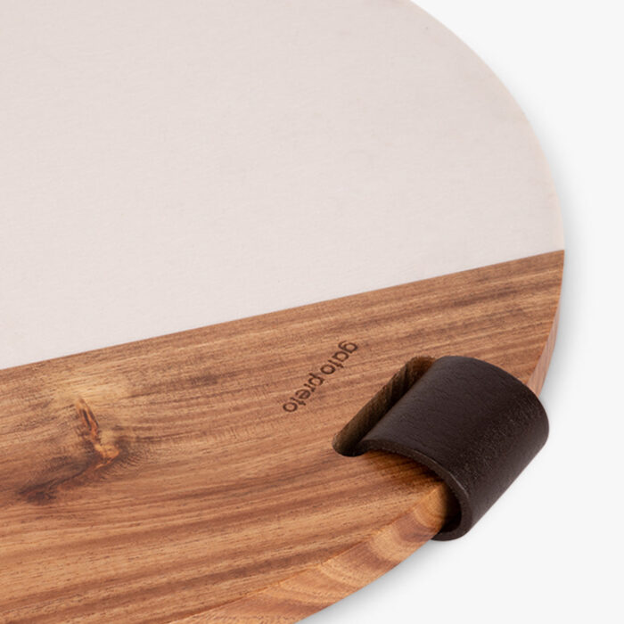Planche Ronde en Bois et Pierre avec Poignée NEPAL – Image 2