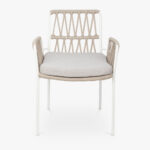 Chaise en Métal Blanc avec Corde Beige FORMENTERA – Image 3