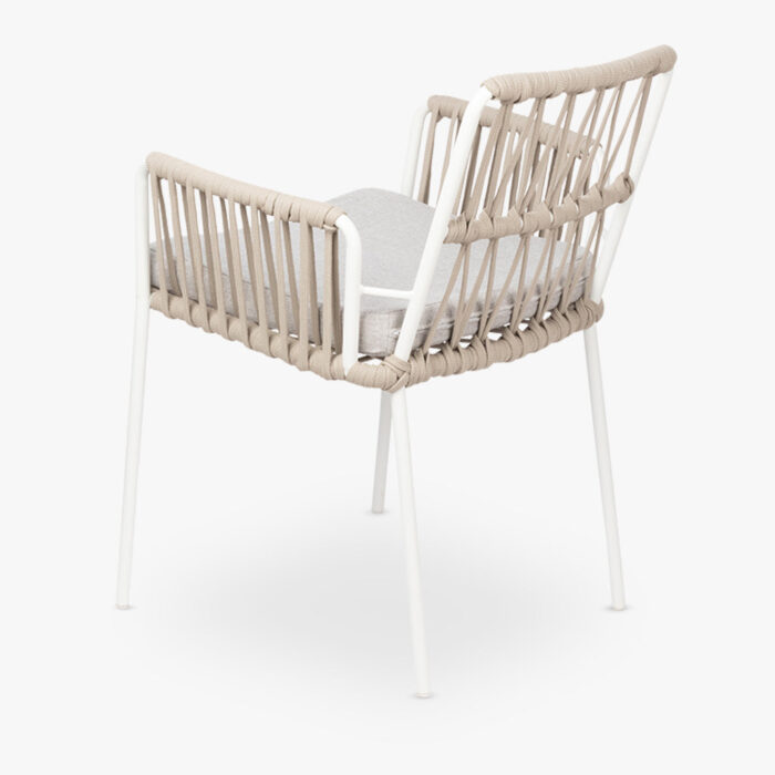 Chaise en Métal Blanc avec Corde Beige FORMENTERA – Image 4