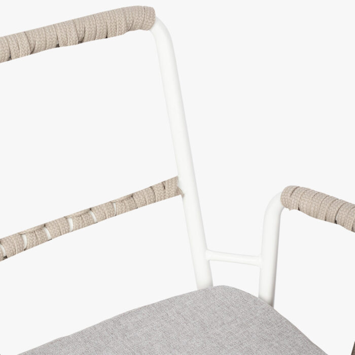 Chaise en Métal Blanc avec Corde Beige FORMENTERA – Image 5