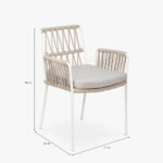 Chaise en Métal Blanc avec Corde Beige FORMENTERA – Image 7