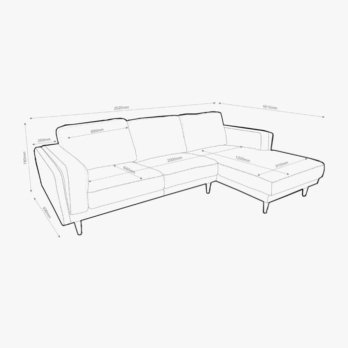 Canapé chaise longue droite naturel BLOOM – Image 5
