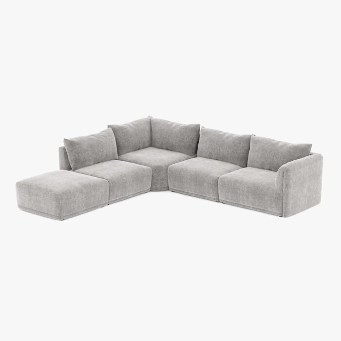 Módulo de sofá pouf cinza COTILLARD - Image 8