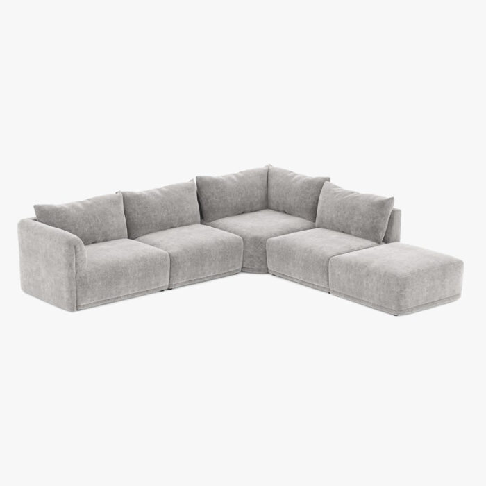 Módulo de sofá pouf cinza COTILLARD - Image 7