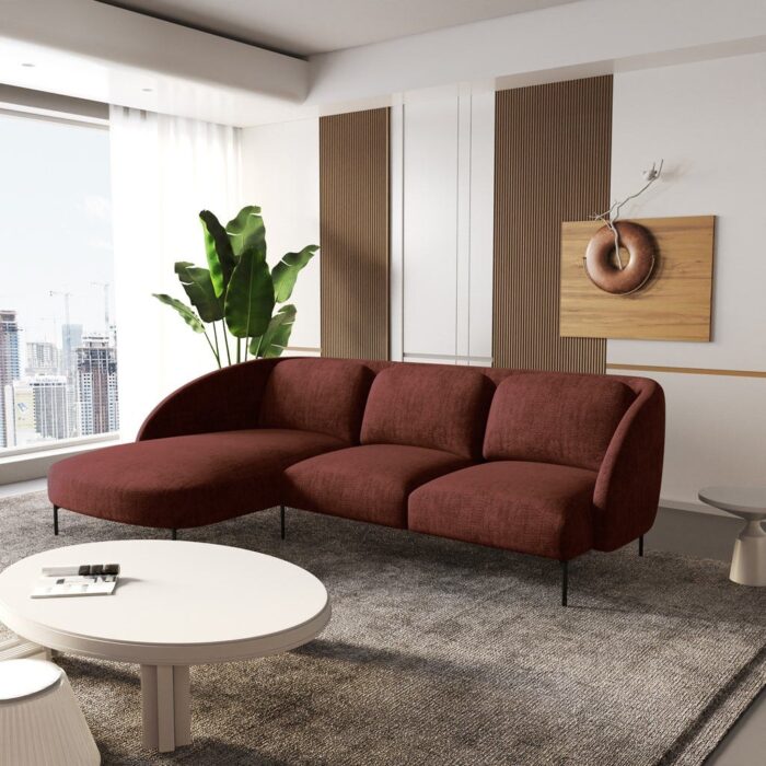 Canapé chaise longue gauche bordeaux ARLEN – Image 8
