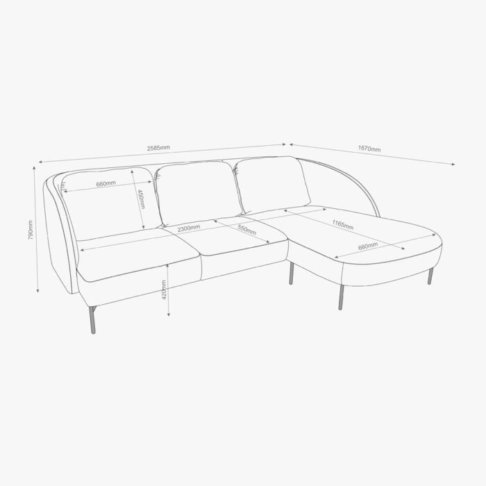 Canapé chaise longue gauche bordeaux ARLEN – Image 7