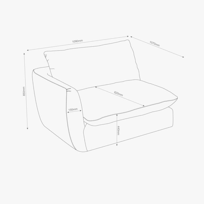 Module de canapé chaise longue accoudoir droit gris DICAPRIO – Image 5