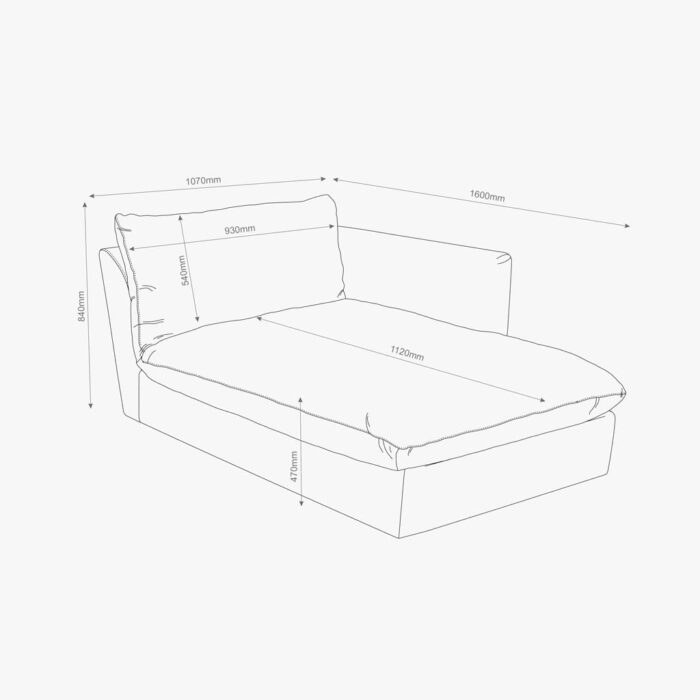 Module de canapé chaise longue bras gauche gris DICAPRIO – Image 5