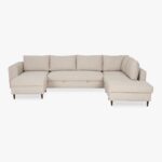 Canapé avec pouf à droite beige CRAIG