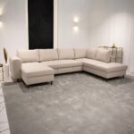 Canapé avec pouf à droite beige CRAIG – Image 2