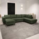 Canapé avec pouf à droite vert CRAIG – Image 2