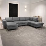 Canapé avec pouf à droite gris CRAIG – Image 2