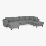 Canapé avec pouf à droite gris CRAIG – Image 3