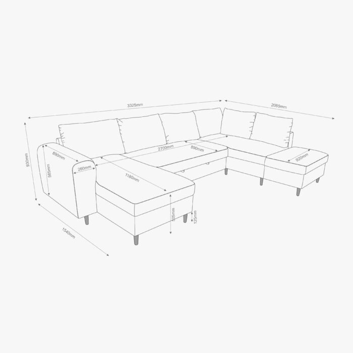 Canapé chaise longue gauche beige CRAIG – Image 9