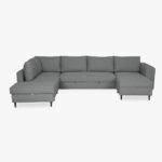 Canapé avec pouf à gauche gris CRAIG