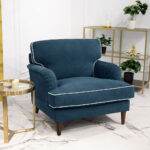 Fauteuil Confortable Bleu Foncé/Beige SPENCER – Image 2
