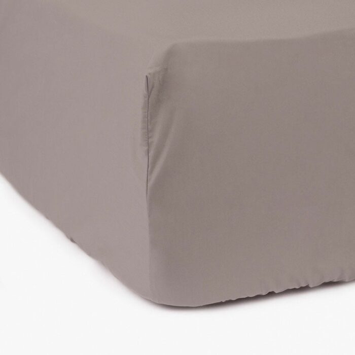 Drap-housse Coton Percale Gris 160x200+30 SAMOA – Image 1