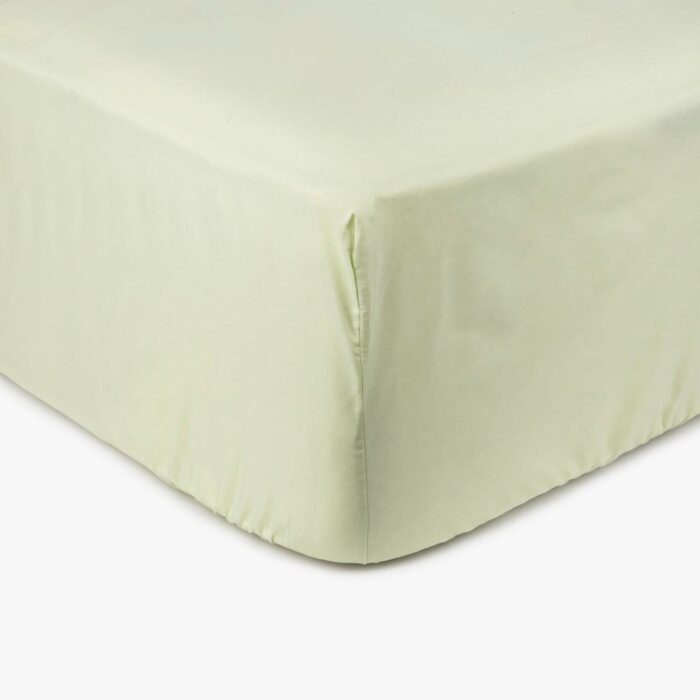 Drap-housse Coton Percale Vert Clair 140x200+30 SAMOA – Image 1