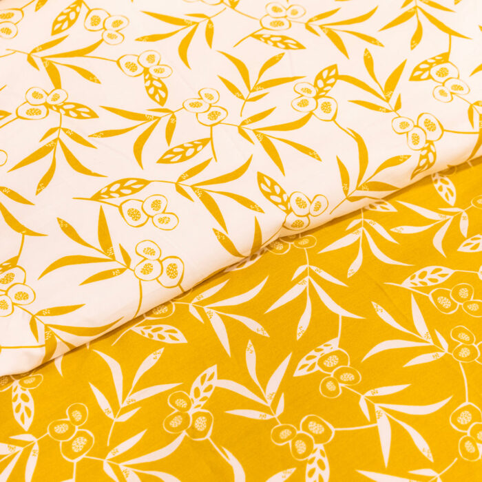 Housse de Couette Fleurs Jaune 140x220 BACKYARD - Image 2
