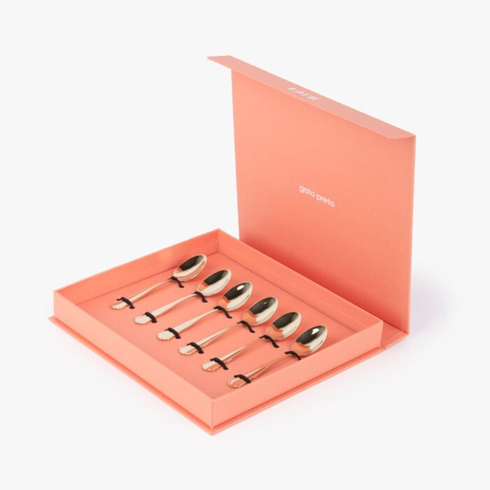 Ensemble 6 Cuillères à Café en Acier Inoxydable Doré MARIE – Image 2