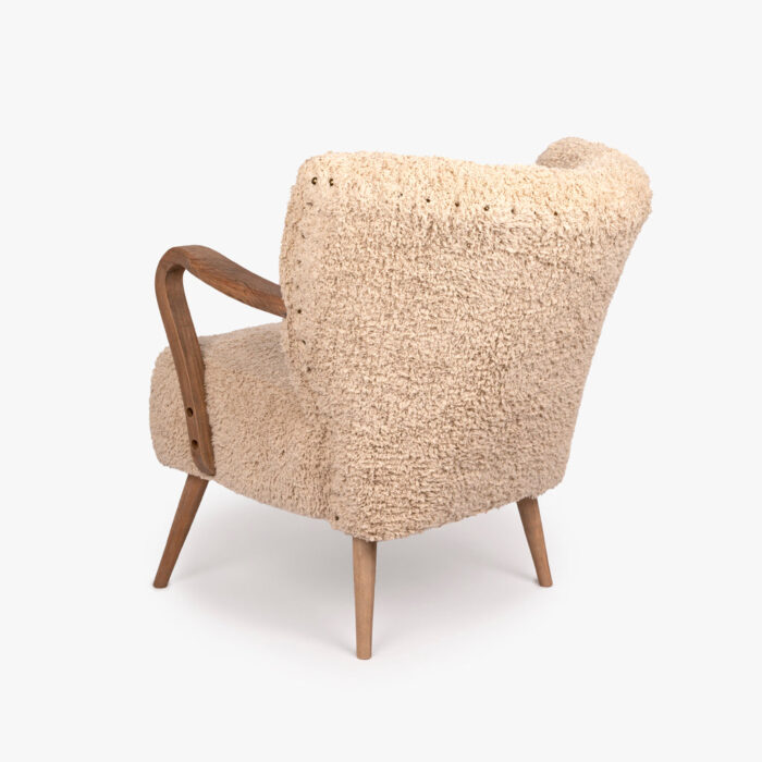 Fauteuil Coton Naturel avec Accoudoirs en Bois VERDI – Image 3