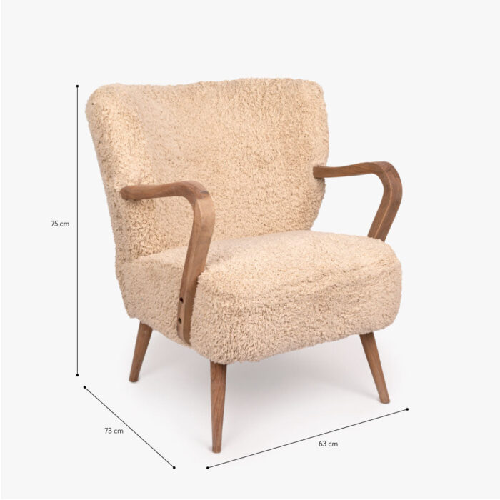 Fauteuil Coton Naturel avec Accoudoirs en Bois VERDI – Image 7