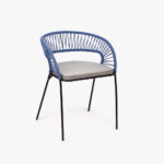 Chaise en Métal et Corde Bleue avec accoudoirs PANTAI – Image 2