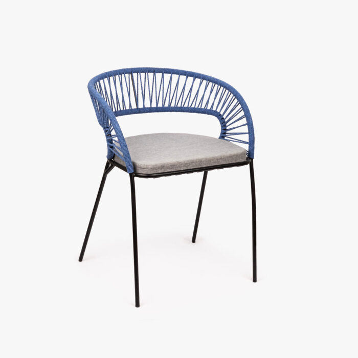 Chaise en Métal et Corde Bleue avec accoudoirs PANTAI – Image 2