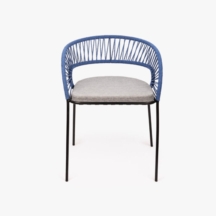 Chaise en Métal et Corde Bleue avec accoudoirs PANTAI – Image 3