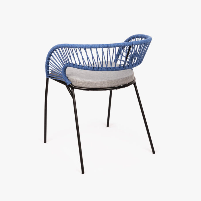 Chaise en Métal et Corde Bleue avec accoudoirs PANTAI – Image 4