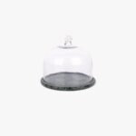 Cloche à gâteau en marbre vert avec cloche en verre MARBLE
