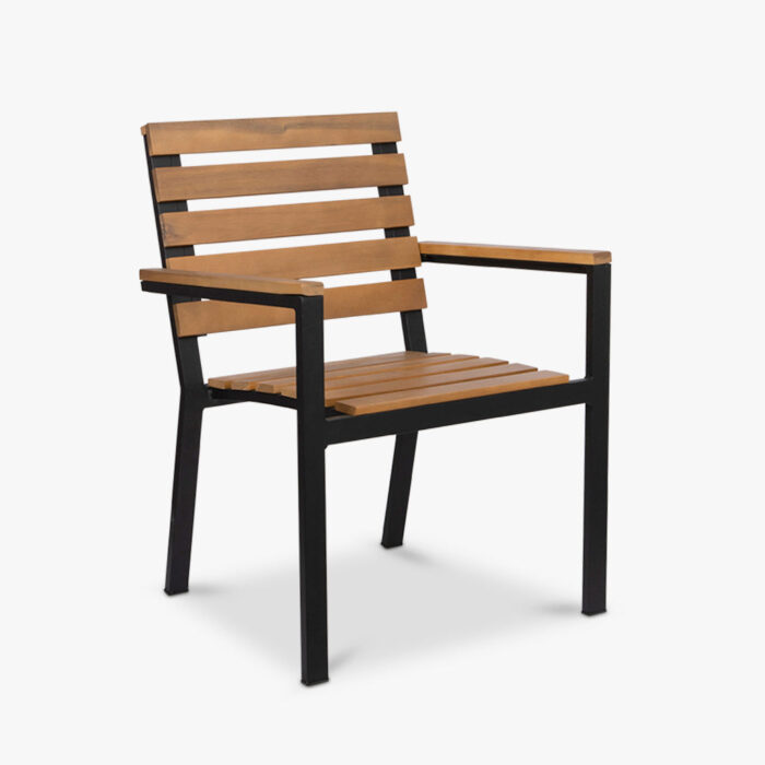 Chaise en Métal Noir et Bois ETOSHA – Image 2