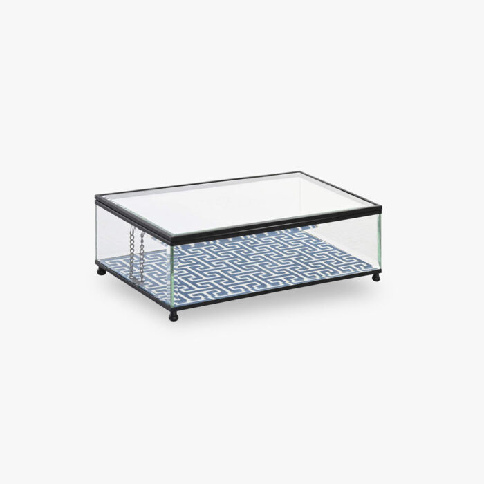 Boîte en Métal et Verre avec fond Bleu MARITIME – Image 1