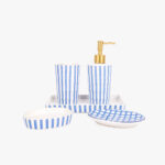 Plateau de Bain à Rayures Bleues et Blanches VICHY – Image 2