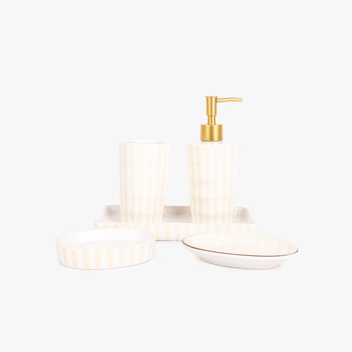 Porte-savon de Bain Rond à Rayures Crème VICHY – Image 4