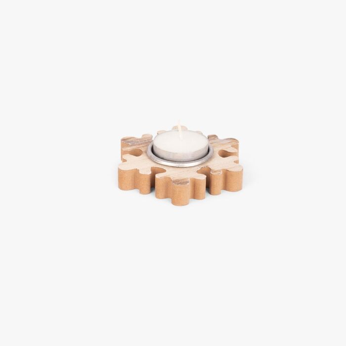 Support de Bougie Flocon de Neige Bois 10x10x2 FARMLAND – Image 2