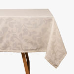 Nappe Carrée Jacquard Feuilles Perle WHISPER