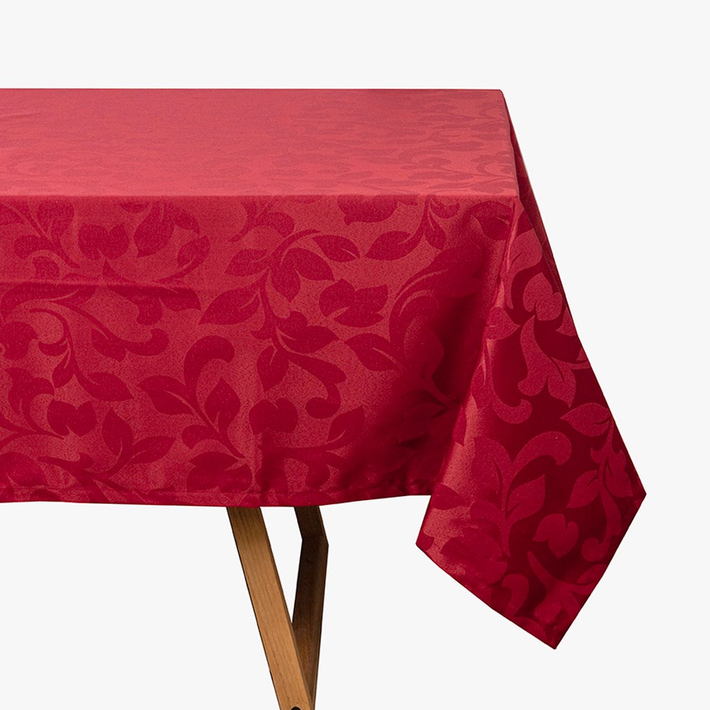 181391716_1.jpg Nappe Rectangulaire 300 Jacquard Feuilles Bordeaux WHISPER – Image 1