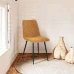 Chaise Moutarde avec Pieds en Métal Noir RIBE – Image 2