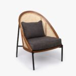 Fauteuil avec Coussin Gris et Dossier en Rotin OZAWA
