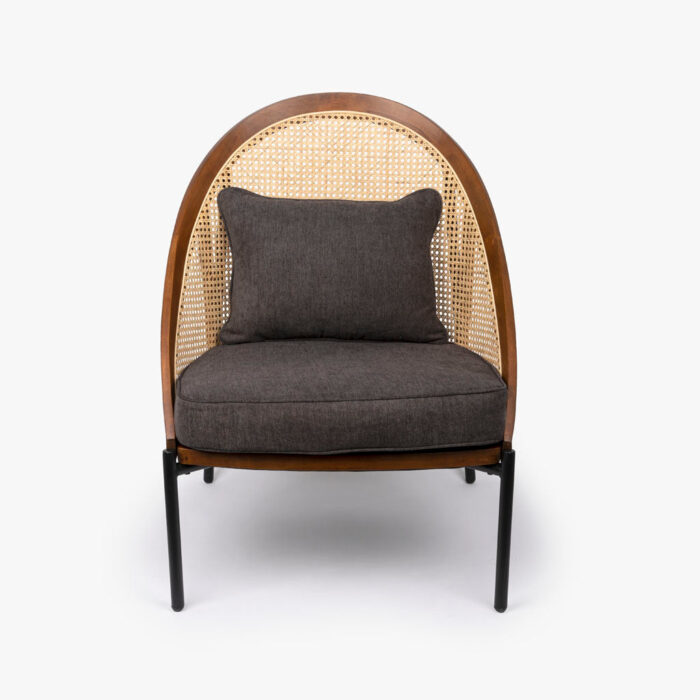 Fauteuil avec Coussin Gris et Dossier en Rotin OZAWA – Image 2