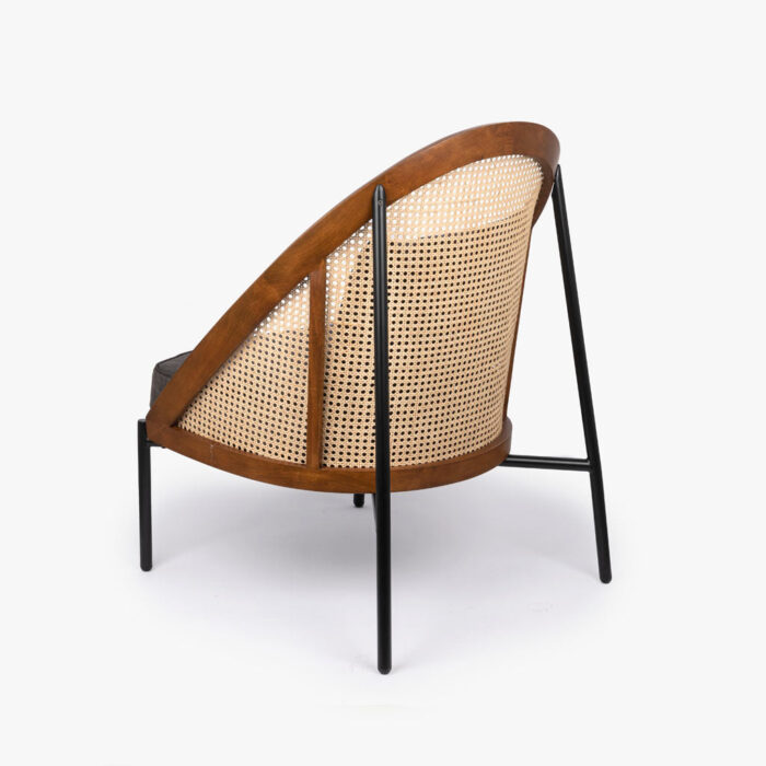 Fauteuil avec Coussin Gris et Dossier en Rotin OZAWA – Image 3