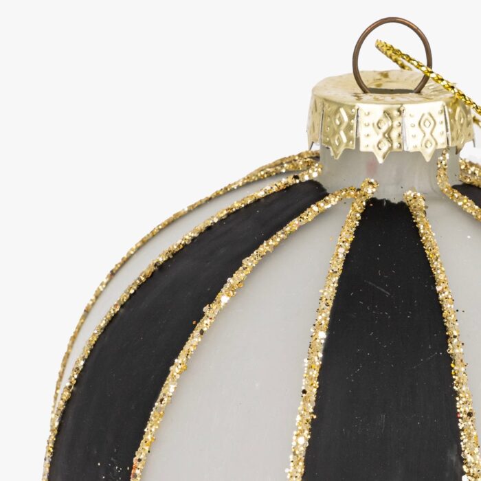 Boule Verre Rayures Noir 8cm KITSCH – Image 2